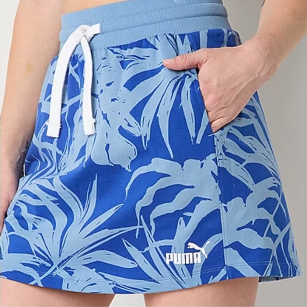 Puma Skirt Women’s Size Large Blue Palm Resort Mini Sport A-Line Pull On